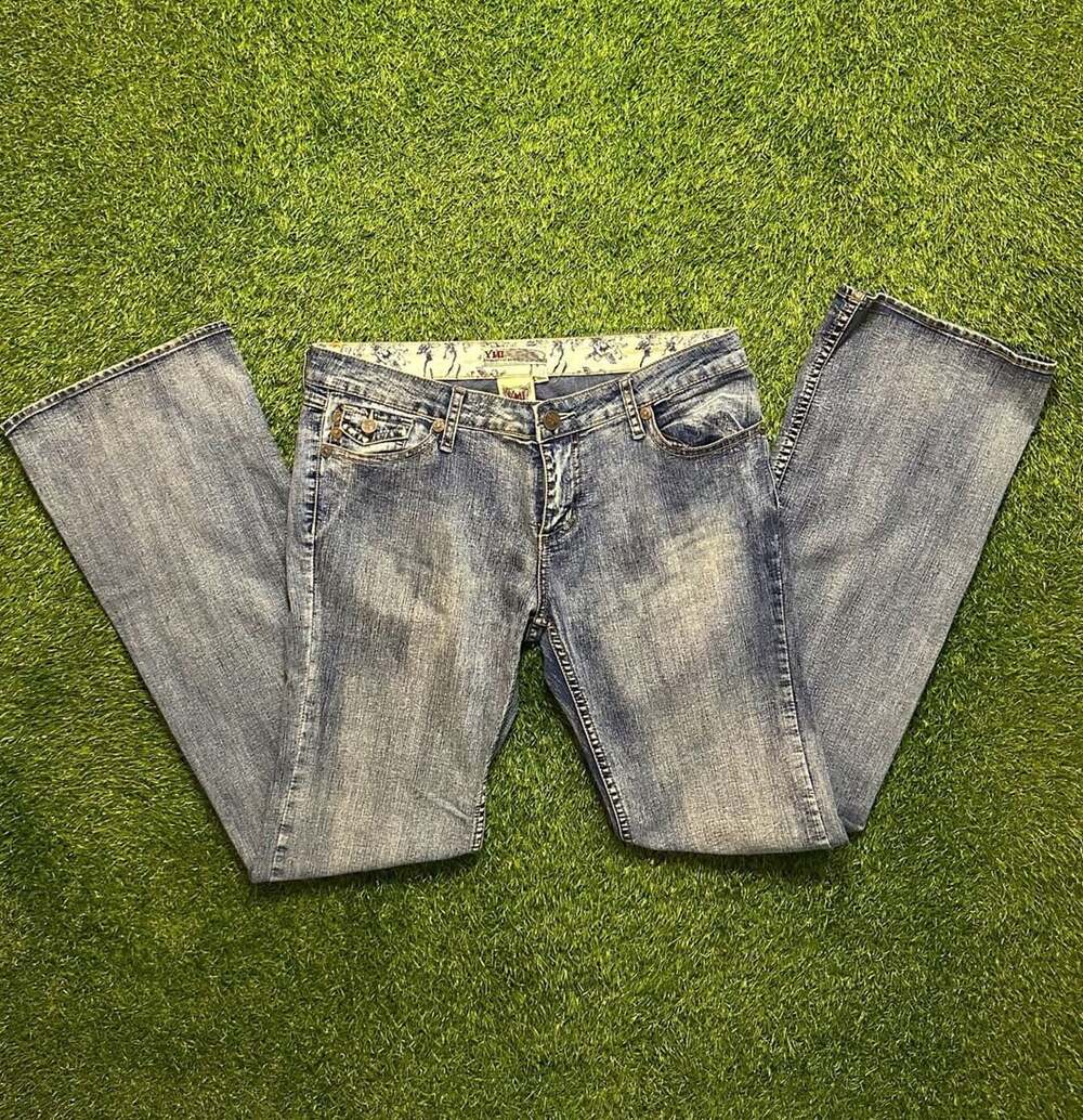 YMI From City Of Angels Y2K Low Rise Flare Distressed Jeans Size 13